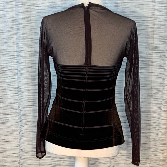 Tadashi brown two-piece velvet and mesh top and skirt set. - Picture 10 of 16